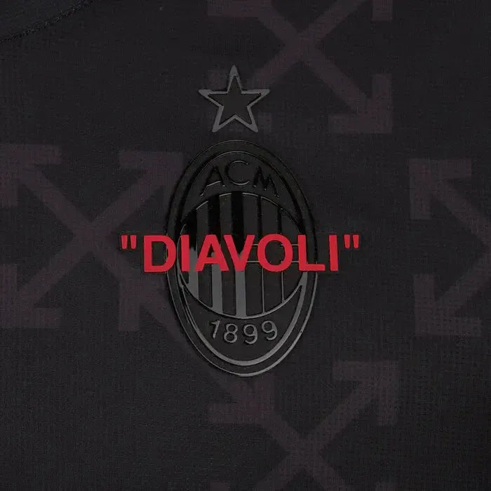 Camisa AC Milan x Off-White™ Pré Jogo 25/26 - Torcedor Masculina Preta - Netmantos
