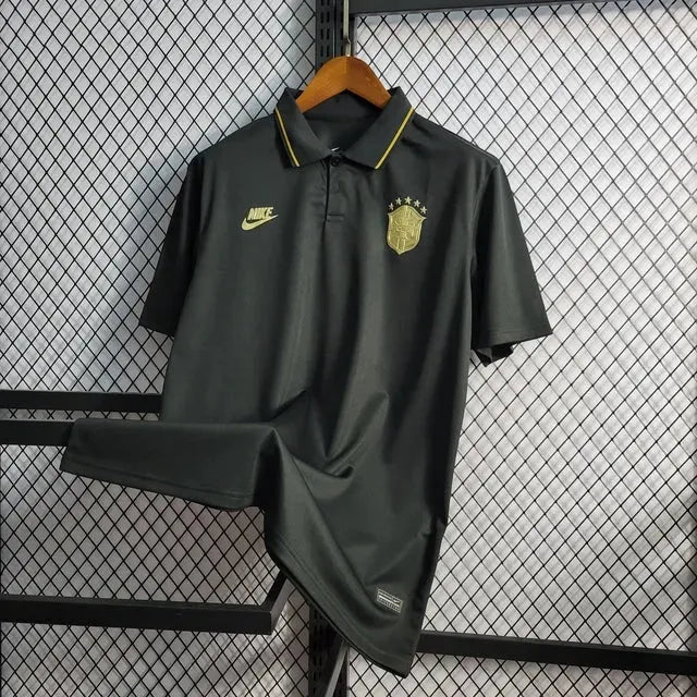 Camisa Brasil Polo 22/23 - Torcedor Masculina Preta e Dourada - Netmantos