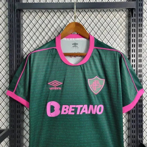 Camisa Fluminense Away II 23/24 - Torcedor Masculina Verde e Rosa + Patches Libertadores - Netmantos