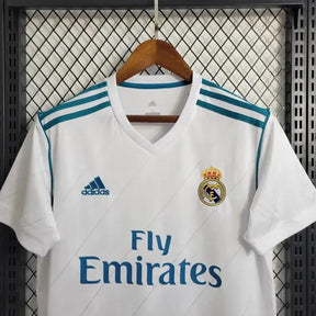 Camisa Real Madrid Retrô Home 2017/18 - Torcedor Masculina Branca e Azul - Netmantos