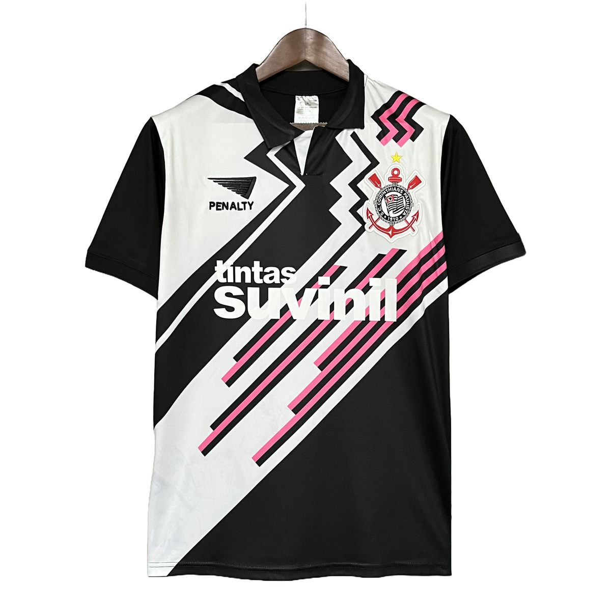 Retro 1998 Timão Goalkeeper Shirt - Men's Fan Black/White/Pink