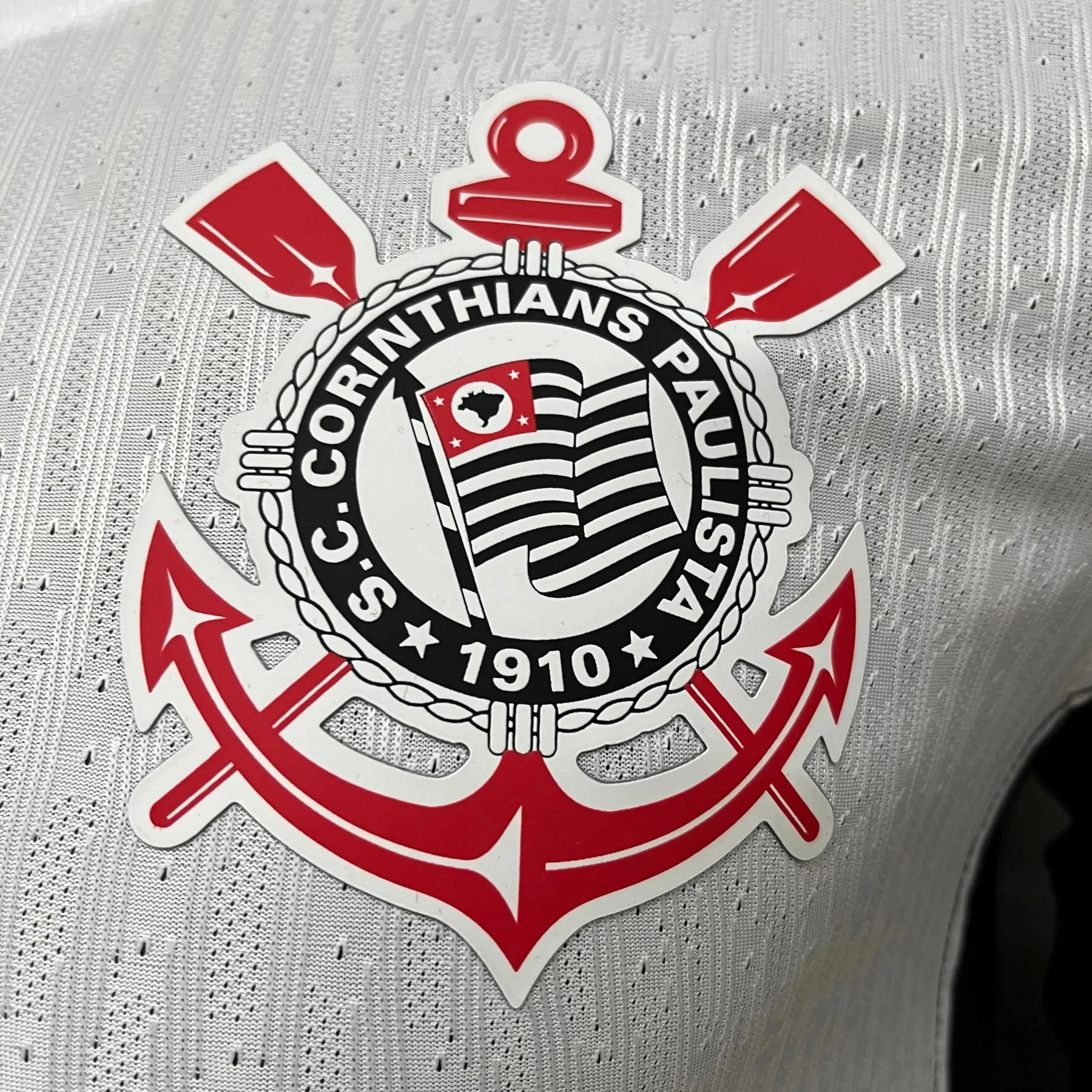Camisa Timão Home 24/25 - Jogador Masculina Preta e Branca + Patrocínios - Netmantos