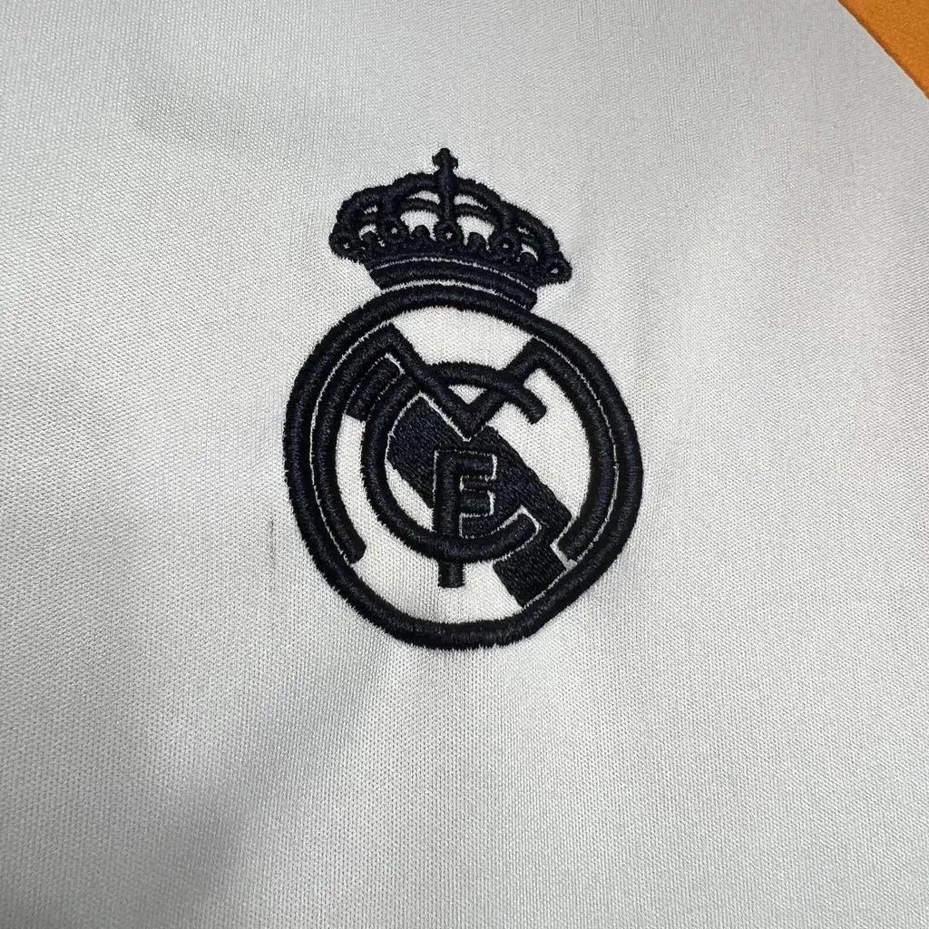 Camisa Real Madrid Treino 24/25 - Torcedor Masculina Branca e Laranja - Netmantos