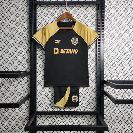 Camisa Sporting Away II 23/24 - Torcedor Infantil Preta CR7 - Netmantos