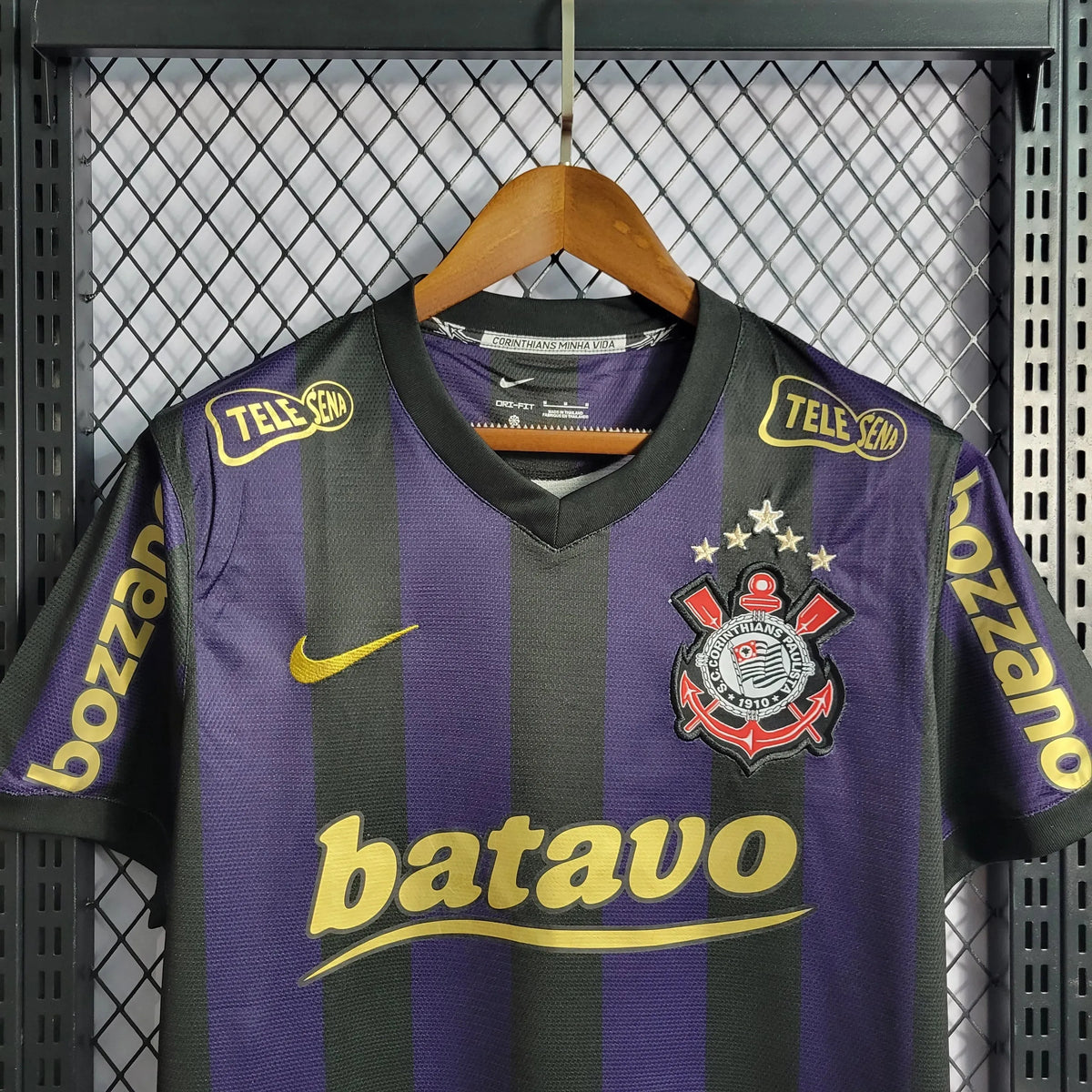 Camisa Timão Retrô Away 2009/10 - Torcedor Masculina Preta e Roxa - Netmantos