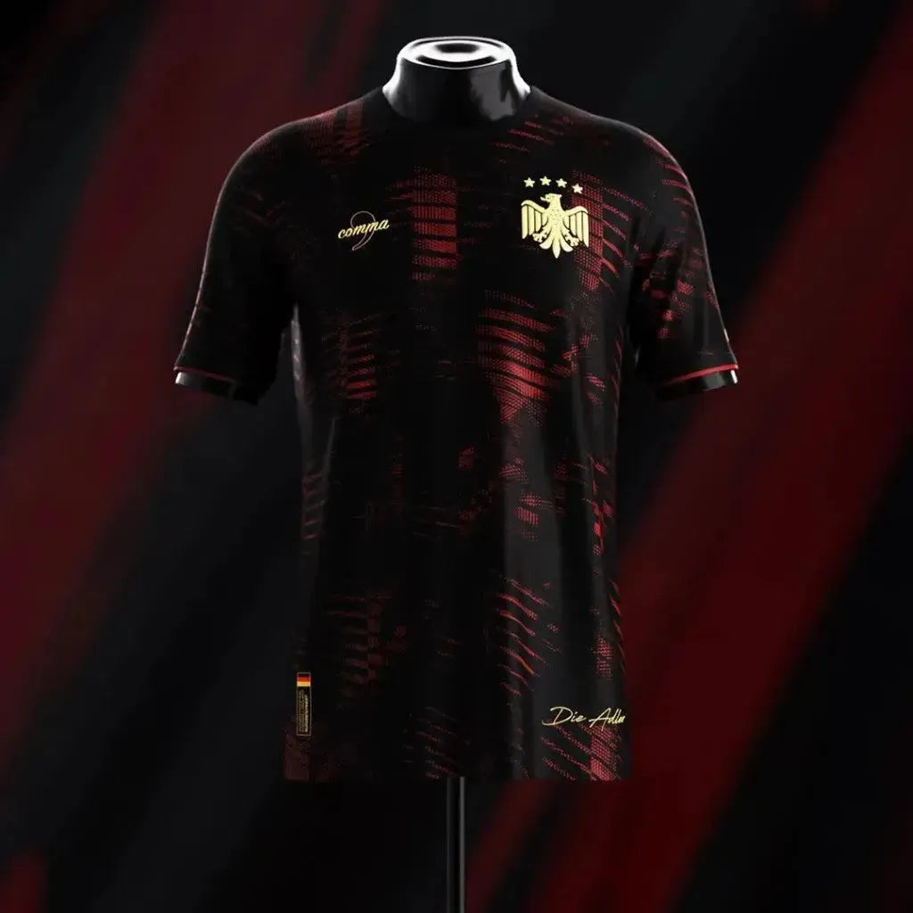 Pré Venda - Camisa Alemanha “Die Adler” 24/25 - Torcedor Masculina Preta e Vermelha Comma Football - Netmantos